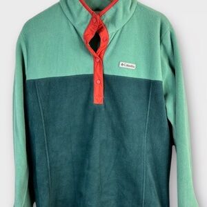 Columbia Teal and Coral Fleece Pullover;1X